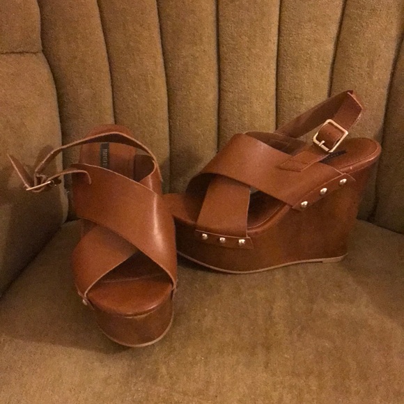 Forever 21 Shoes - Studded platform wedges wood heel clogs